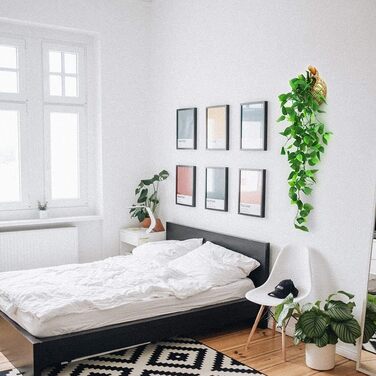 Штучні підвісні рослини з дерев'яним кошиком, 107 см в горщиках для офісу, кухні, саду, вечірки, декору стін (плющ) Ivy01 Wood кол