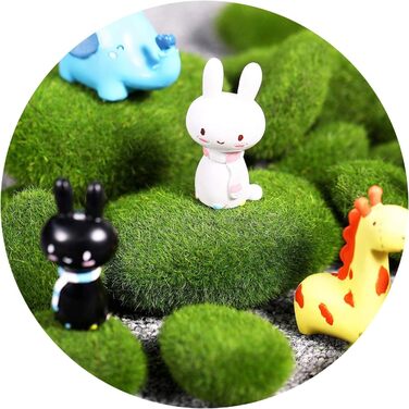 Кульки із зеленого моху Штучні камені з моху, Woohome 25 шт. Скелі зі штучного моху 2 розміру Декоративні штучні камені для казкових садів, квіткових композицій, тераріумів і ремесел