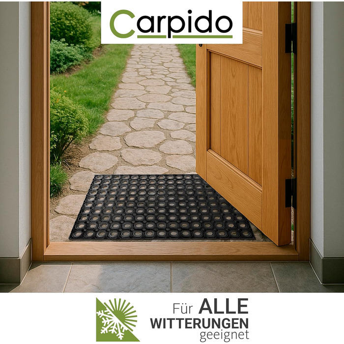 Чорний гумовий килимок для дверей - нековзний килимок для дверей 60x80 см - міцний килимок для дверей - вуличний гумовий килимок для дверей - килимок для вловлювання бруду 60 x 80 см (прямокутний)