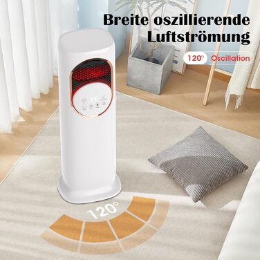 Вентилятор з обігрівачем та охолоджувачем повітря, вентилятор 2-в-1 для обігріву та охолодження та зволожувач повітря, портативний кондиціонер, електричний керамічний PTC, резервуар для води 4 л, 3 швидкості обдуву, електричний обігрівач (білий-01)