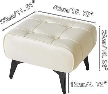 Невеликий шкіряний пуф для ніг, сучасний м&39який табурет, диванний пуф для крісла, вітальня, квадратна технічна тканина, вінтажний пуф, 403026 см, білий, HBD037W