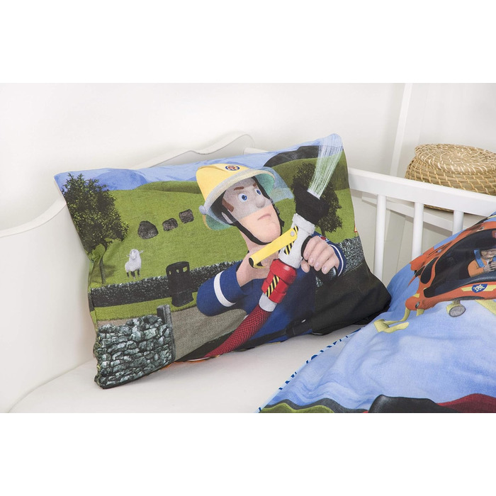 Комплект постільної білизни FEUERWEHRMANN SAM, двосторонній мотив, наволочка 40 x 60 см, підодіяльник 100 x 135 см, бавовна/армова