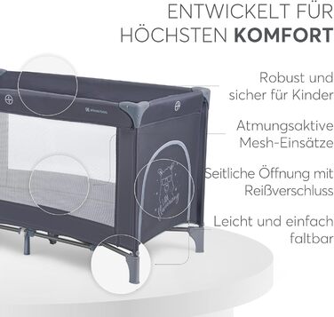 Дитяче ліжечко KikkaBoo Baby Travel Cot SO GIFTED, 120x60 см, до 15 кг, складне та компактне, портативне з сумкою для перенесення, розкладне для подорожей та відпусток, темно-синє