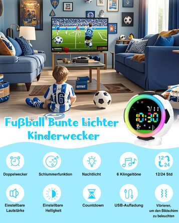 Дитячий будильник Juboos на батарейках, кварцовий будильник без цокання, з функцією повтору та нічним світлом, навчальний будильник для хлопчиків та дівчаток