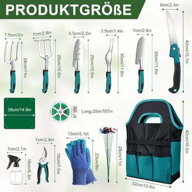 Набір садових інструментів Gartenwerkzeug, 22 предмети комплект для догляду за садом з органайзером-сумкою, ідеальний подарунок для садівників та садівниць