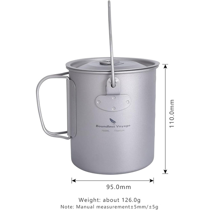 Безмежна подорож Відкритий 300 мл 750 мл 1100 мл 1300 мл 2900 мл Титанова каструля з кришкою Складана ручка для кемпінгу, походів, пікніка Надлегка портативна пляшка для води Чашка для спорту Набір сірих