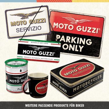 Жерстяна банка для зберігання в ретро-стилі, плоска, 2,5 л, Moto Guzzi логотип мотоцикла ідея подарунка для байкерів, бляшанка з кришкою, вінтажний дизайн