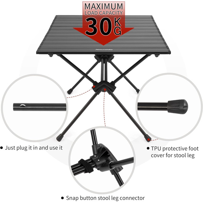 Кемпінговий стіл Naturehike, складний стіл з алюмінію, надлегкий кемпінговий стіл, маленький портативний кемпінговий стіл для саду, походів, кемпінгу