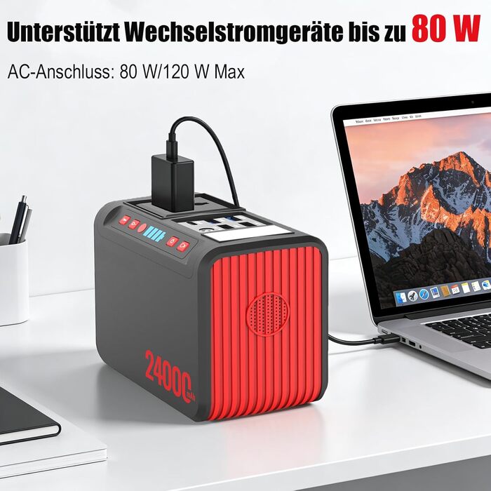 Портативна електростанція 88 Втгод, акумулятор Power Bank 80 Вт з розеткою 230 В змінного струму та світлодіодним ліхтариком, невеликий генератор для відключень електроенергії, кемпінгу, надзвичайних ситуацій, походів, подорожей