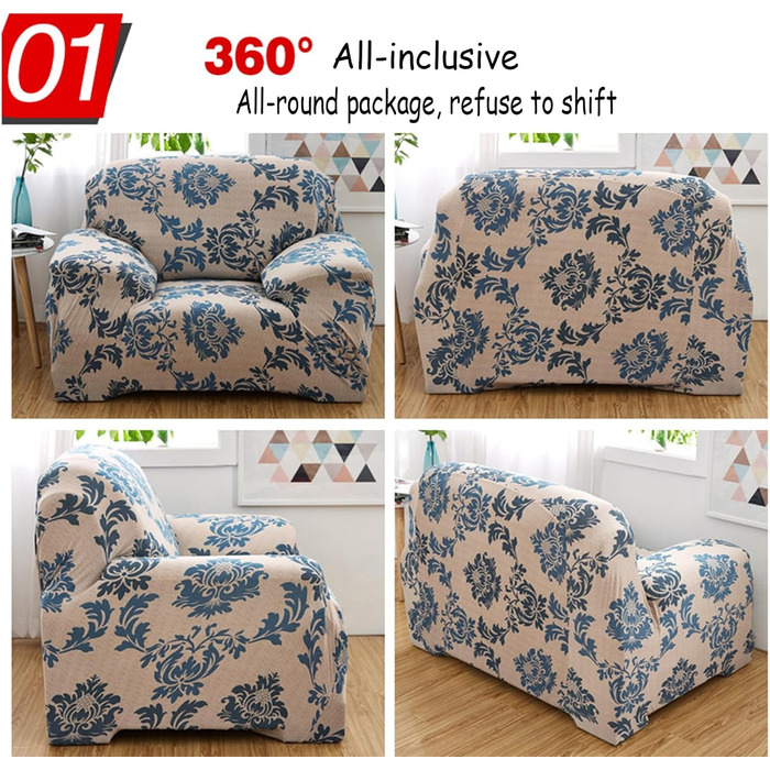 Чохли для 1/2/3/4-місних диванів, чохол для дивана з високоеластичного флісу, захисний чохол для дивана (лише чохол для дивана) (Колір Стиль 19, Розмір Подвійний)