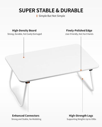 Складаний стіл для ноутбука, портативний стіл для колін, приліжкова тумбочка, легкий столик для сніданку, піднос, робочий стіл, підставка для ноутбука, міні-стіл для роботи, письма, малювання, їжі, білий/Розкішний сад