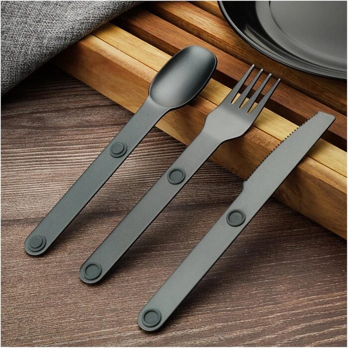 Універсальний набір магнітних столових приборів із 3 предметів кемпінгова ложка, виделка, ніж, портативне дорожнє начиння для пікніка, легкі алюмінієві інструменти для харчування на свіжому повітрі (зелений)