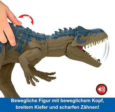 Іграшка-динозавр Mattel Jurassic World Ruthless Rampage Allosaurus, фігурка динозавра з безперервними кусючими атаками, ревучими з