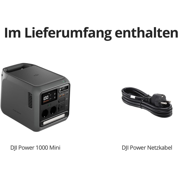 Портативна зарядна станція DJI Power 1000 Mini, LFP-акумулятор 1008 Втгод, чорна
