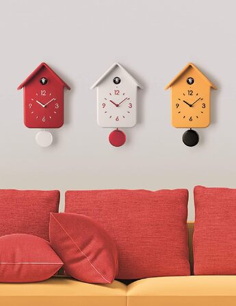 Годинник з кукушкою та маятником Guzzini QQ Червоний, 24,8 x 12 x в.39 см, мінімалістичний дизайн (16860208)