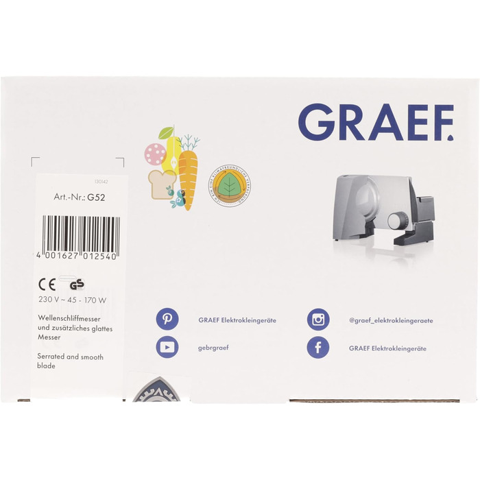 Слайсер для їжі GRAEF G52 Сірий (матовий)