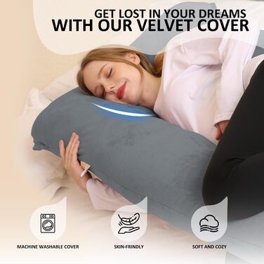 Подушка для вагітних Chilling Home, U-подібна подушка для сну на боці з чохлом, велика подушка для годування, підтримуюча подушка для жінок та тих, хто спить на боці (чорна/синя)