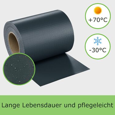 Захисна стрічка з ПВХ преміум-класу для огорожі з подвійним брусом - 650 г/м 35 м x 19 см - Екран для конфіденційності огорожі, садова огорожа, екран конфіденційності, плівка для огорожі - в т.ч. 26 затискачів/затискачів (антрацит) 1 антрацит