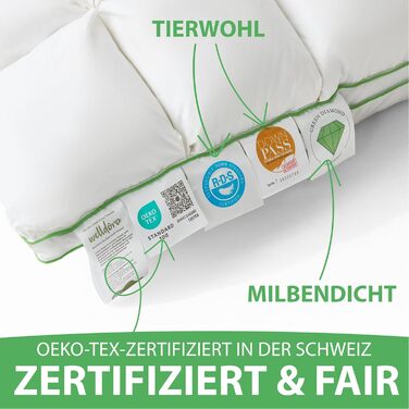 Подушка Welldora преміум-класу 80x80 100 пух та пір&39я Інноваційний дизайн Puff Cloud для максимального комфорту та ергономіки Подушка середньої жорсткості, медично протестована, сертифікована Oeko-Tex у Швейцарії, 80 x 80 см