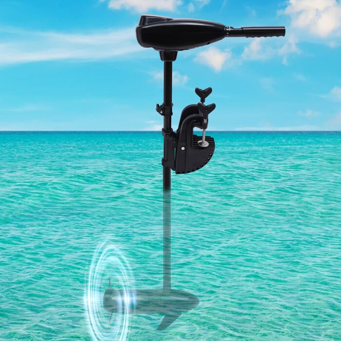 Електричний підвісний мотор - Човновий мотор без ліцензії 800W Електричний підвісний мотор для човна 8 швидкостей 1850 крутний момент (80LBS Shub 12V 800W), 12V 80lbs