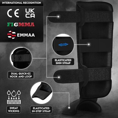 Щитки для гомілок RDX для тайського боксу, кікбоксингу, бойових мистецтв, тренувань змішаних бойових мистецтв (MMA), Maya Hide, шкіри, кара, захисту гомілок, муай-тай, крав-мага, спарингу, бразильського джиу-джитсу, карате та бойових мистецтв, захисту ніг