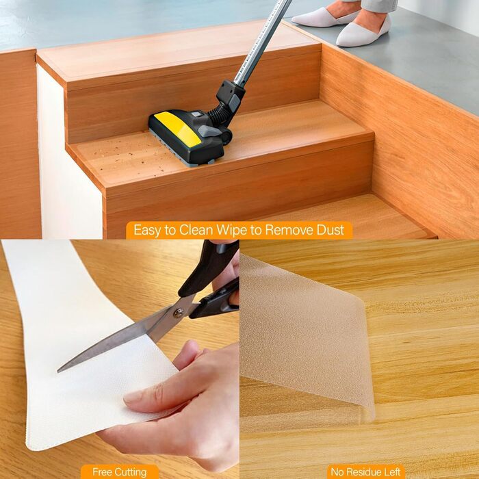 Килимки для сходів, протиковзкий килимок, 15 шт. , прозорі, самоклеючі, протиковзкі сходові планки з ковпачком, 15x80 см, нековзна клейка стрічка для дерев&39яних сходів та підлоги для внутрішнього використання