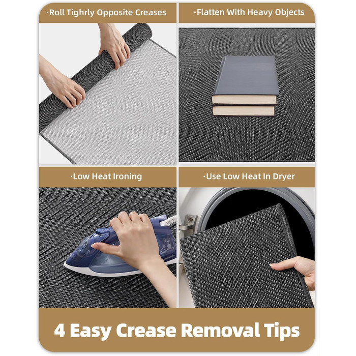 КОЛІР ТА ГЕОМЕТРІЯ Ультратонкий килимок для прихожих у приміщенні 43x76 см, килимок для прання в пральній машині з нековзним покриттям, плоский килимок для входу в приміщенні, абсорбуючий килимок для передпокою, коридору темно-сірого кольору (складений) Т