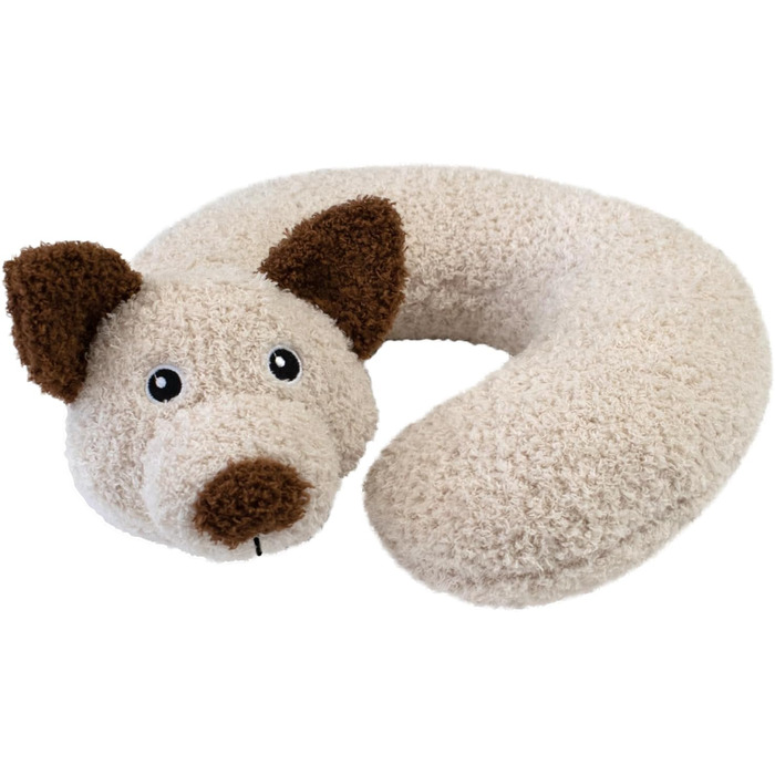 Подушка для шиї Rocky, для дітей віком від 3 років, плюшева подушка для шиї, м&39яка, дорожня подушка для автомобіля та літака, для собаки, бежево-коричнева