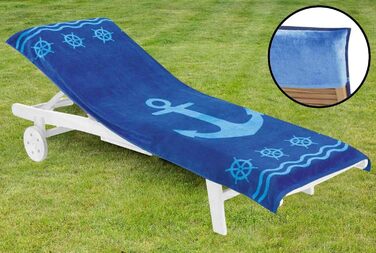 Махровий чохол для садового лежака anchor blue XXL, чохол на шезлонг, чохол на лежак з 100 бавовни, 83х200 см