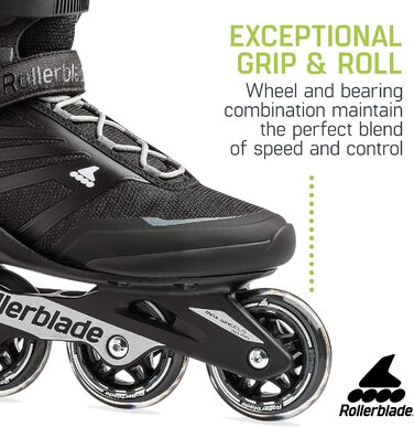 Роликові ковзани Zetrablade Чоловічі дорослі фітнес роликові ковзани чорний сріблястий Performance Inline Skates UK Розмір 5