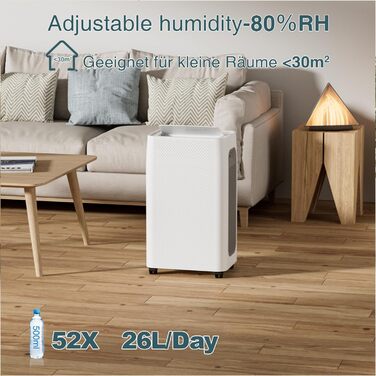 Осушувач повітря Sonnewelt 26 л/добу електричний, кімнатний осушувач повітря для приміщення площею близько 50 м, осушувач повітря
