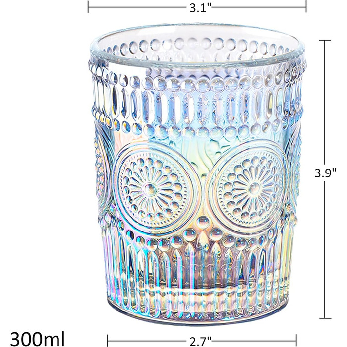 Мл Rainbow Water Glasses - Окуляри-тумблери Барвистий набір з 6 шт. - Шиммерні склянки для пиття Романтика для води, напоїв, кокте