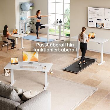 Електричне регулювання висоти письмового столу 120x60 см, ергономічний стіл для роботи сидячи та стоячи, комп&39ютерний стіл, стіл для роботи стоячи, регульований стіл для роботи стоячи з функцією пам&39яті, білий, 120 x 60 см