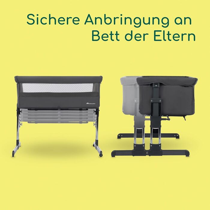 В-1 суміжне спляче ліжко та колиска, 0-6 місяців (0-9 кг), регульоване суміжне спляче ліжко, 5 рівнів висоти, великий м&39який матрац, сітчасті боковини, складні боковини, тонований графіт, 2-