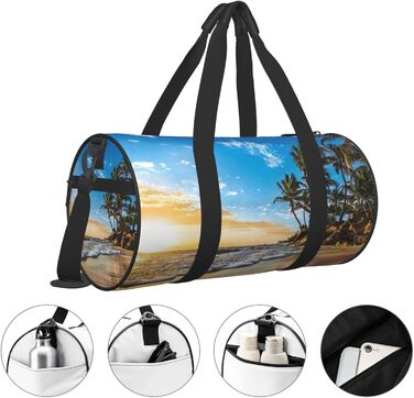Спортивна сумка, дорожня сумка, пляжна сумка, принт Захід сонця, ландшафтний малюнок, сумка на нічліг, чорна, універсальний розмір, сумка для подорожей