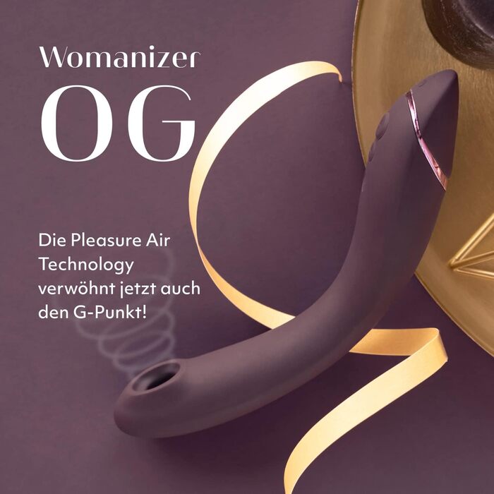 Вібратор точки G Womanizer OG - Стимулятор точки G Pleasure Air для неї - Вібратор точки G і клітора - водонепроникна кліторальна присоска з вібраціями для жінок і пар - Aubergine Og Aubergine Lube