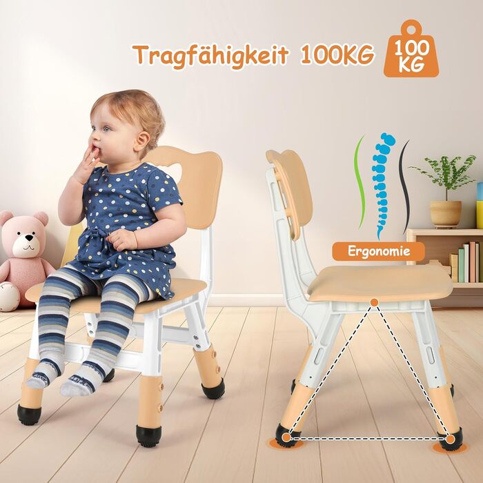 Дитячий стілець пластиковий, дитячий стілець для письмового столу регульований по висоті, дитячі стільці зі спинкою до 100 кг нава