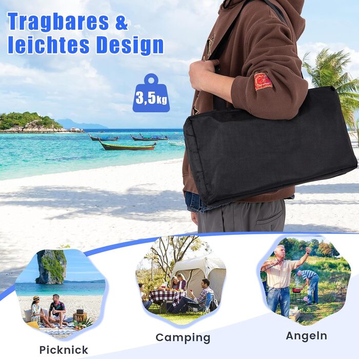 Пляжний намет COSTWAY 230 x 200 см, UPF 50, Сонячний намет з піщаними кріпленнями, мішками з піском та 2 опорними стійками, портативний сонцезахисний навіс, сонцезахисний тент для пляжу, риболовлі, пікніка (синій) 230 x 200 см синій