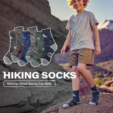 Дитячі шкарпетки з мериносової вовни для походів, хлопчики та дівчатка, малюки, теплі зимові товсті м&39які шкарпетки для снігу та лижного спорту, панчохи, сірий колір, змішаний колір, 29-34