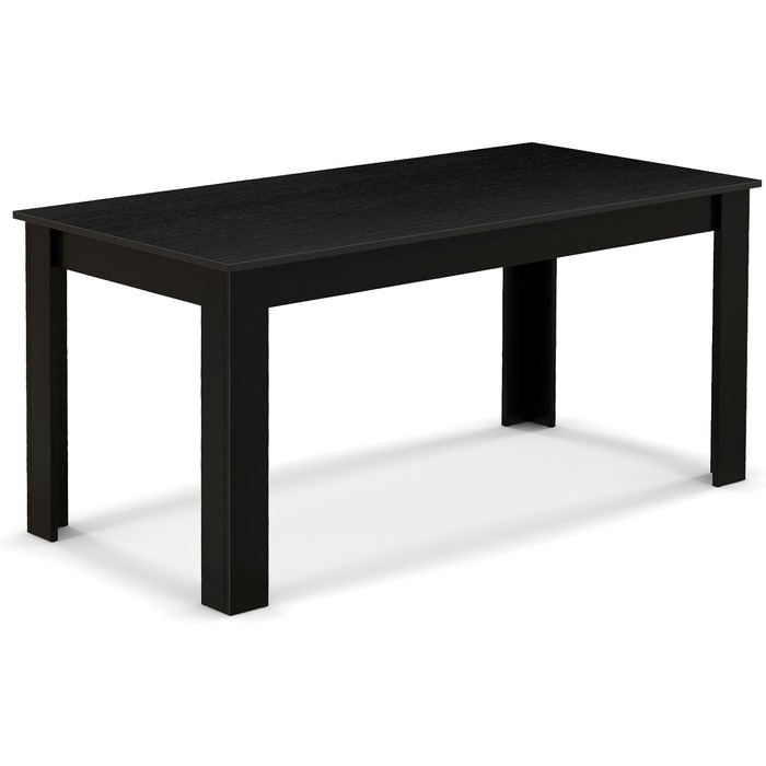 Обідній стіл GIANTEX для 6-8 осіб, 160 x 80 x 77 см, великий прямокутний дерев&39яний стіл, портативний кухонний стіл (до 150 кг), сучасний обідній стіл, письмовий стіл для їдальні, кухні, офісу (чорний)