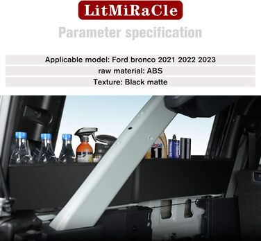 Органайзер для багажника Ford Bronco 4-дверний (2021-2023), ліва бічна коробка, матове чорне покриття