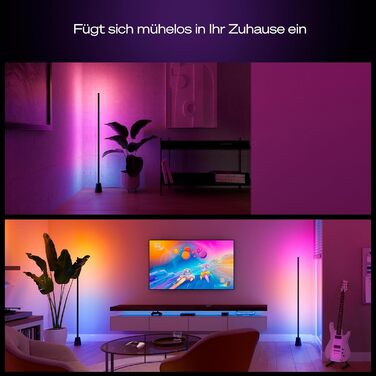 Розумна світлодіодна торшерна лампа Philips Hue Play, RGBWWIC, 122 см, багатоколірні градієнти, підтримка Alexa, Google Home, Apple Home синхронізація з ТВ потребує Hue Bridge та Sync Box (продаються окремо)