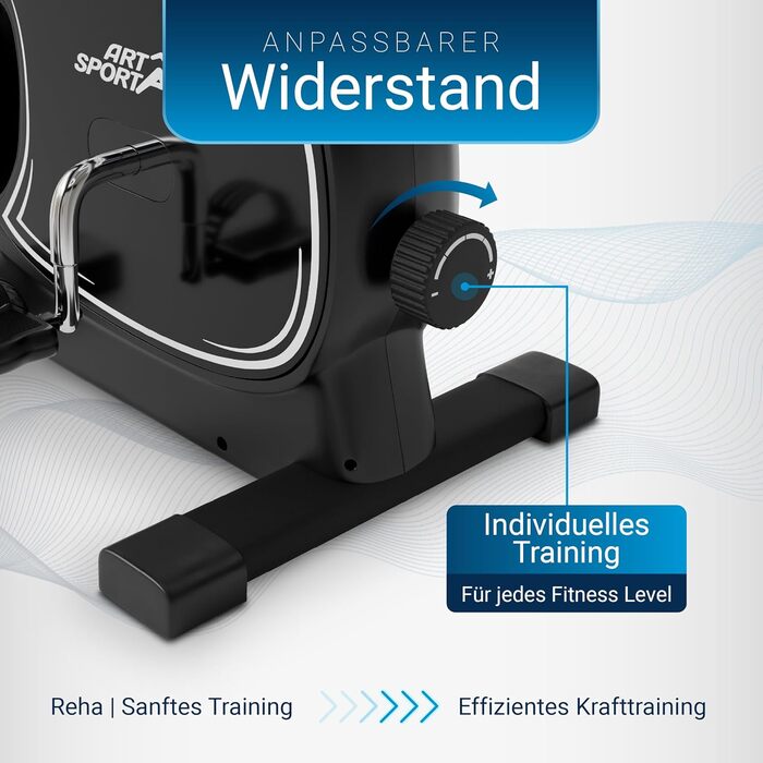 Педальний тренажер Juskys Sportivo - тихий домашній тренажер, фітнес-обладнання, для людей похилого віку, тренажер для рук, тренажер для ніг, міні-велотренажер для дому