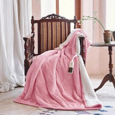 Ковдра з підігрівом 130x160 см - Ковдра з підігрівом та 9 режимами нагріву - функція автоматичного вимкнення на 10 годин, захист від перегріву, можна прати в пральній машині (Рожевий) Рожевий 130 x 160 см