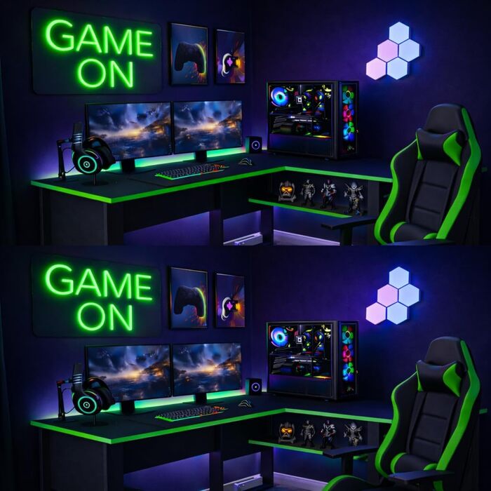 Геймерський стіл Homidea Arena L-подібної форми, кутовий стіл для геймерів та домашнього офісу, великий комп&39ютерний стіл, сучасний дизайн (чорний/зелений) чорний/зелений