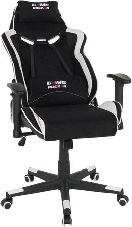 Ігрове крісло GAME ROCKER G-30 з мікрофібри чорного/білого кольору, вантажопідйомність до 110 кг