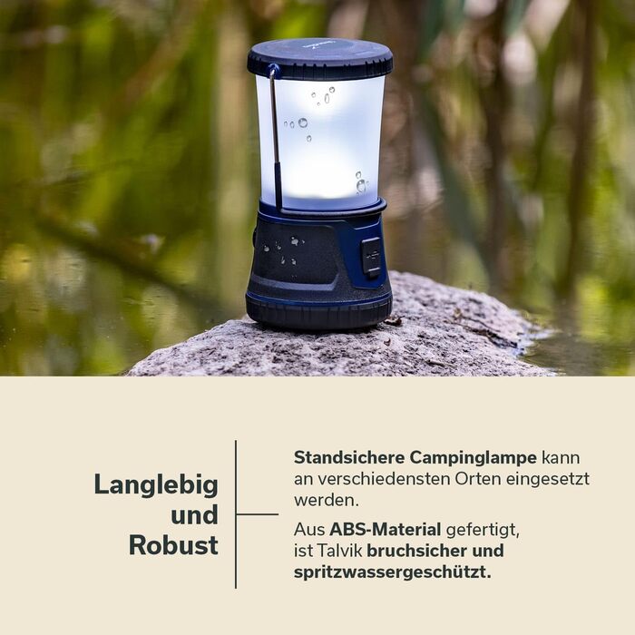 Ліхтар для кемпінгу Skandika Talvik Світлодіодний ліхтар, 1500 люмен, акумуляторний, 4400 мАг, плавне регулювання яскравості, функція зовнішнього акумулятора Ліхтар для кемпінгу, активного відпочинку на свіжому повітрі, походів, аварійне освітлення