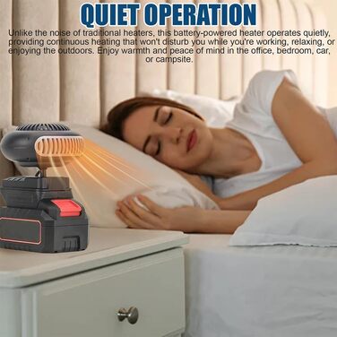 Автомобільний обігрівач з акумулятором, вентилятор-обігрівач на акумуляторі, портативний автомобільний обігрівач потужністю 170 Вт з 2 режимами (30-80C), бездротовий для автомобіля, офісу та дому, захист від перегріву та перекидання, для офісу, автомобіля