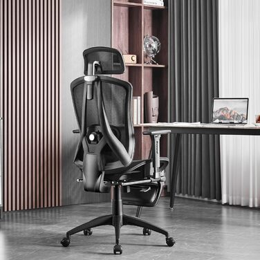 Ергономічне офісне крісло з 2-осьовою регульованою поперековою опорою, крісло керівника з карбонової сітки, комп&39ютерне крісло з високою спинкою та водоспадним сидінням, вантажопідйомність 150 кг. Сітка.