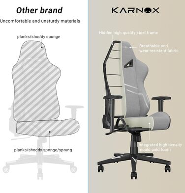 Ігрове крісло з ергономічною тканиною для дорослих, офісне крісло з високою спинкою, обертове робоче крісло, спортивне крісло з підголівником та поперековою опорою для підлітків, сріблясто-сіре, 54,5x50x132 см